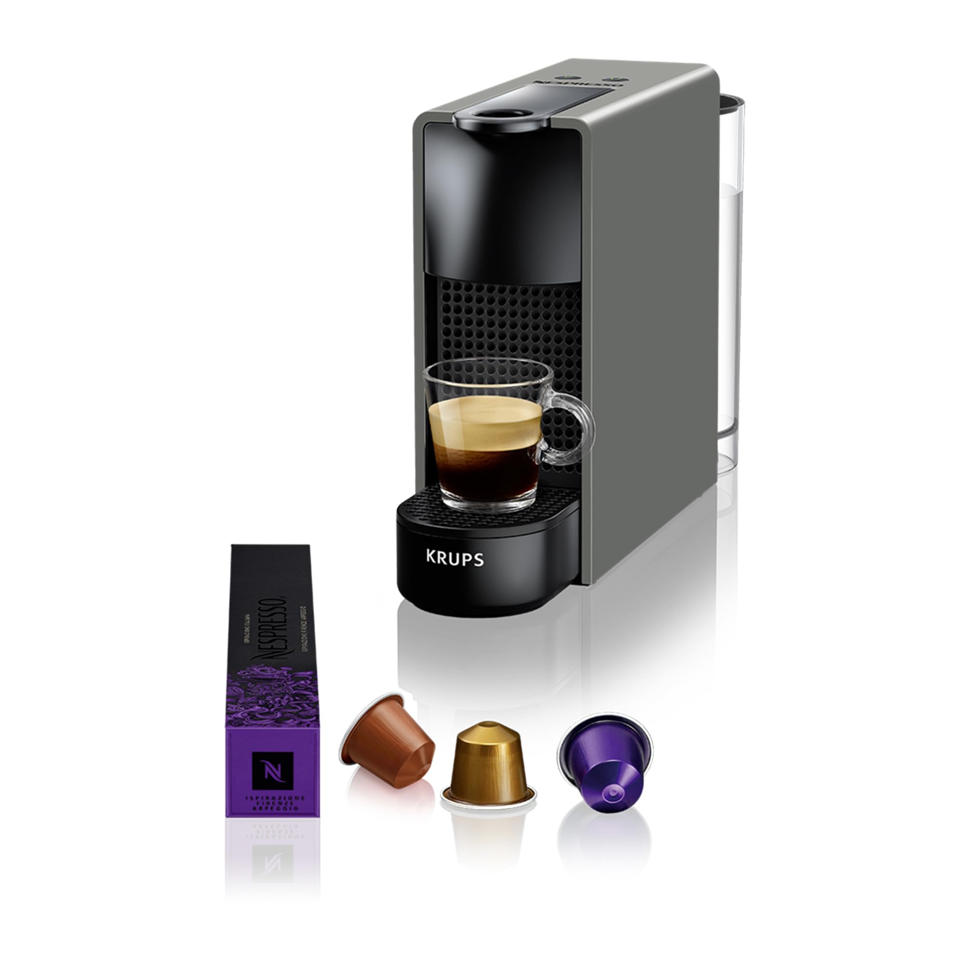 Essenza Mini XN110B – Kapselmaschine, 19 Bar, Ultrakompakt, Grau